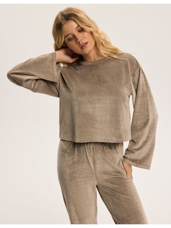Esotiq Esotiq Piżama 43971 Beżowy Regular Fit