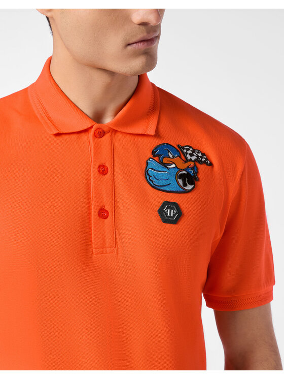 PHILIPP PLEIN PHILIPP PLEIN Polo 24943 Pomarańczowy Slim Fit