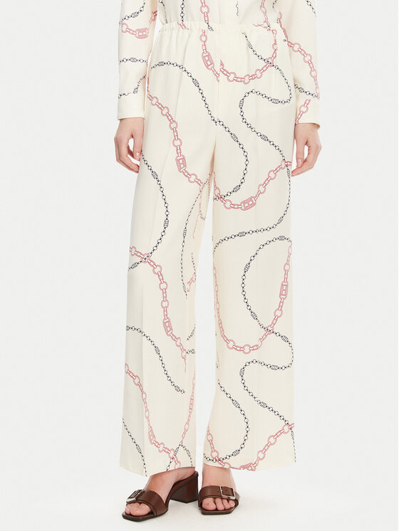 Tommy Hilfiger Tommy Hilfiger Hlače iz tkanine Soft Viscose Woven Pants WW0WW44542 Bela Relaxed Fit