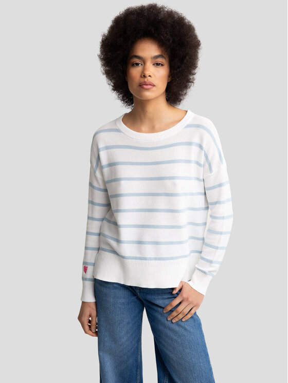 BIG STAR BIG STAR Sweter HEARTELIA_400_160 Biały Classic Fit