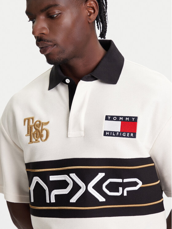 Tommy Hilfiger Tommy Hilfiger Tricou polo F1 Movie Race Day MW0MW41393 Écru Relaxed Fit