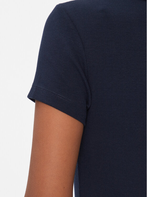 Tommy Jeans Tommy Jeans Marškinėliai Tjw Slim Essential Rib V Ss DW0DW17385 Tamsiai mėlyna Slim Fit