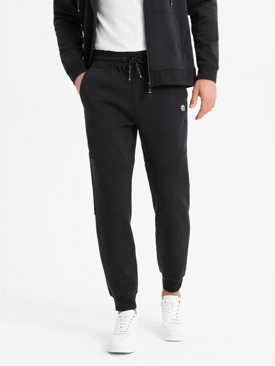 Ombre Ombre Spodnie dresowe OM-PASK-0226 Czarny Regular Fit