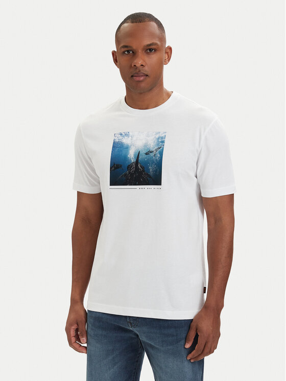 BOSS BOSS Тишърт Creature 50561861 Кремав Regular Fit