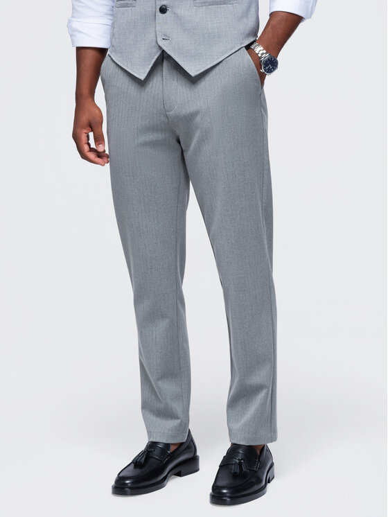 Ombre Ombre Chinosy OM-PACP-0307 Szary Regular Fit