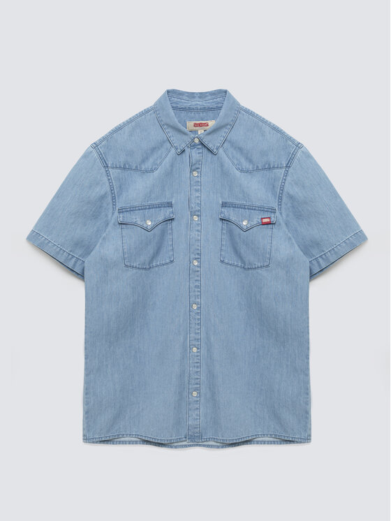 BIG STAR BIG STAR Koszula jeansowa SHORT SLEEVE WESTERN Niebieski Basic Fit