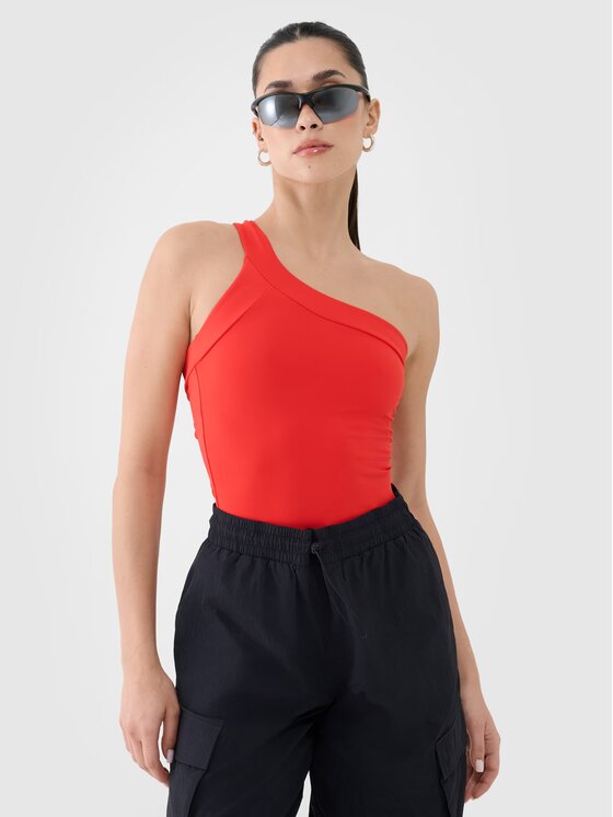 4F 4F Tričko 4FRSS25TSLEF222-62S Červená Slim Fit
