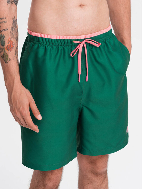 Ombre Ombre Plavecké šortky OM-SRBS-0141 Zelená Regular Fit