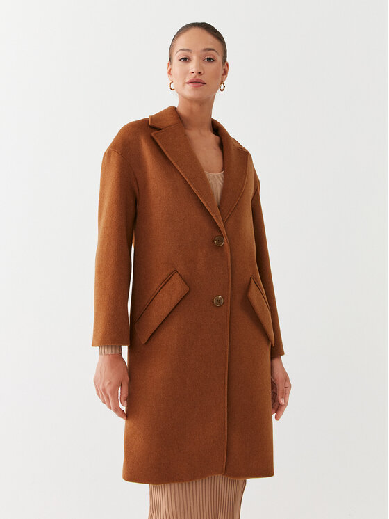 Guess Guess Volneni plašč Elly W2BL0H WEWU0 Rjava Relaxed Fit