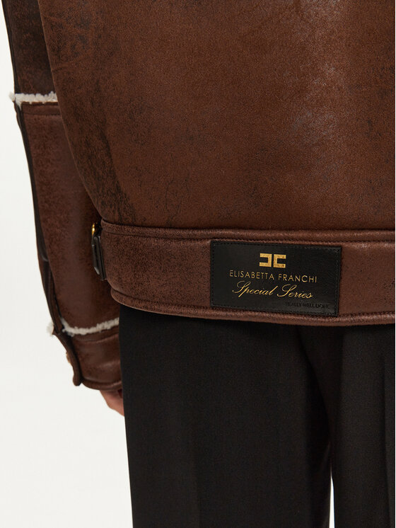 Elisabetta Franchi Elisabetta Franchi Báránybőr kabát CP-60A-46E2-V960 Barna Regular Fit