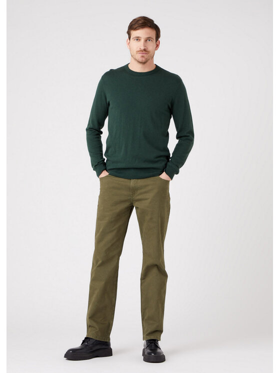 Wrangler Wrangler Sweter CREWNECK KNIT Zielony Regular Fit