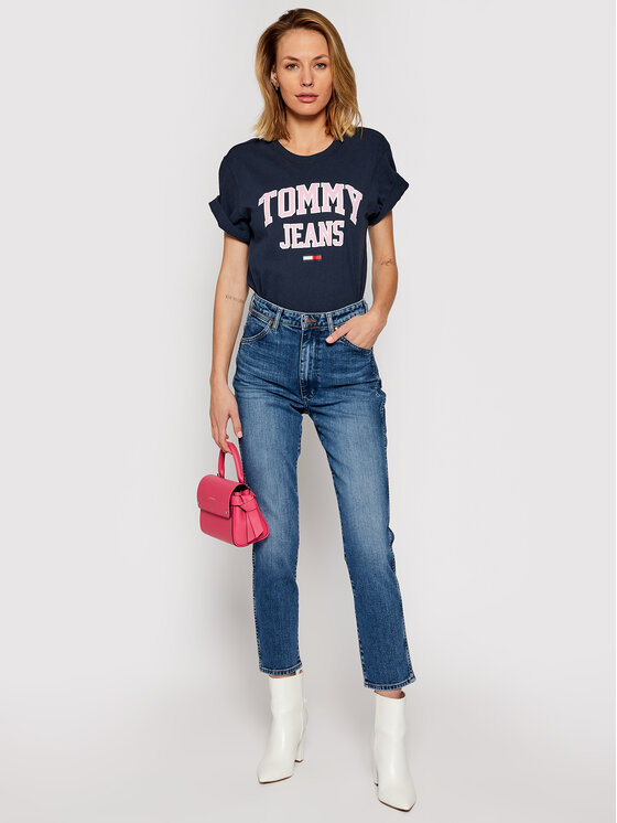 Tommy Jeans Marškinėliai Tjw Collegiate Logo DW0DW09075 Tamsiai mėlyna  Regular Fit • Modivo.lt