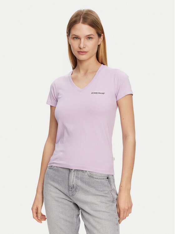 Guess Jeans Guess Jeans T-Shirt W4YI23 J1314 Fialová Slim Fit