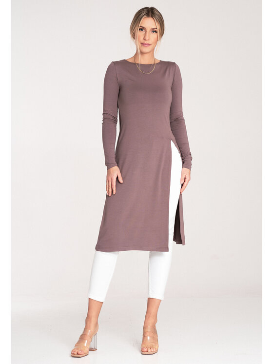 FIGL FIGL Bluzka M1075 Brązowy Regular Fit