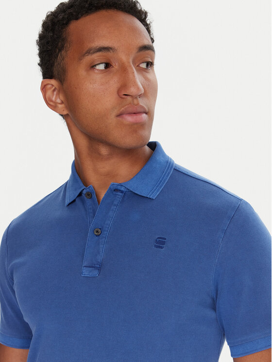 G-Star Raw G-Star Raw Тениска с яка и копчета Dunda D11595-D756 Син Slim Fit