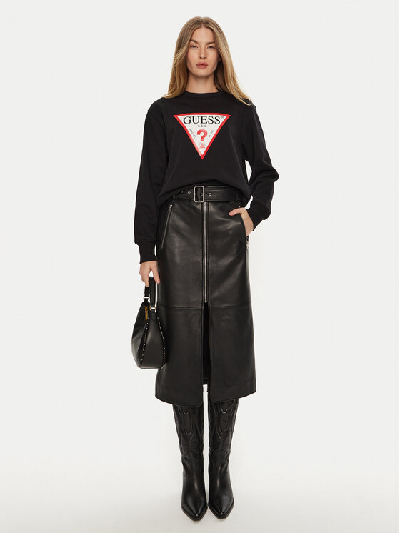 Guess Guess Μπλούζα W2YQ16 KBA11 Μαύρο Regular Fit