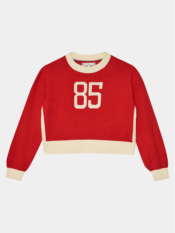 Tommy Hilfiger Tommy Hilfiger Pulover 85 Varsity Sweater KG0KG07770 Rdeča Regular Fit