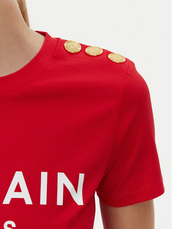 Balmain Balmain Póló BF1EF005BB02 Piros Regular Fit