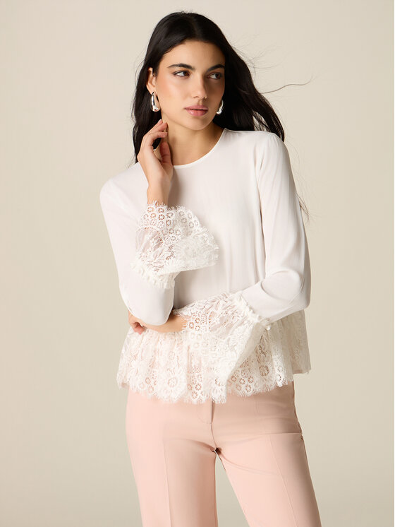 Oltre Oltre Blusa 2512R003083N011 Bianco Regular Fit