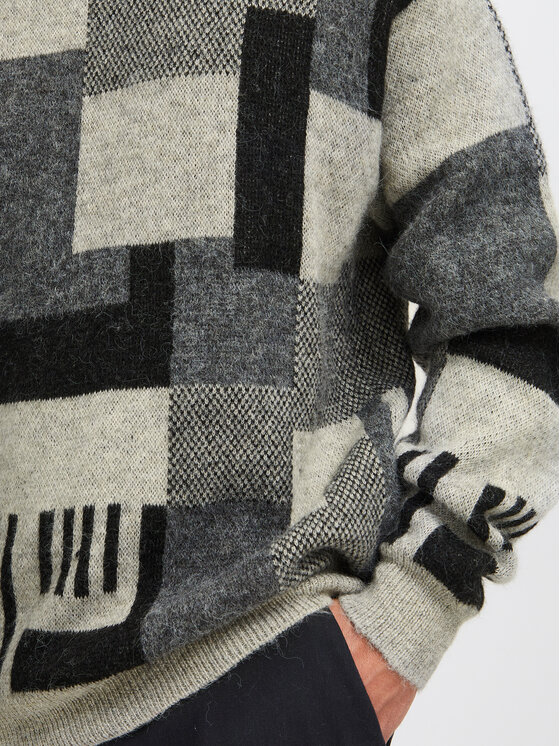 Solid Solid Sweter 21108046 Szary Regular Fit