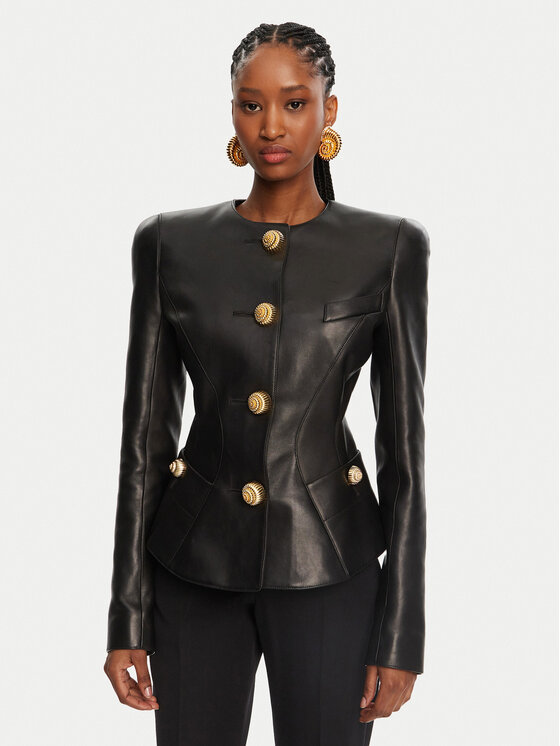 Geacă de piele Balmain Femei, Mărimea: 36, Negru, DF0SK690LC62