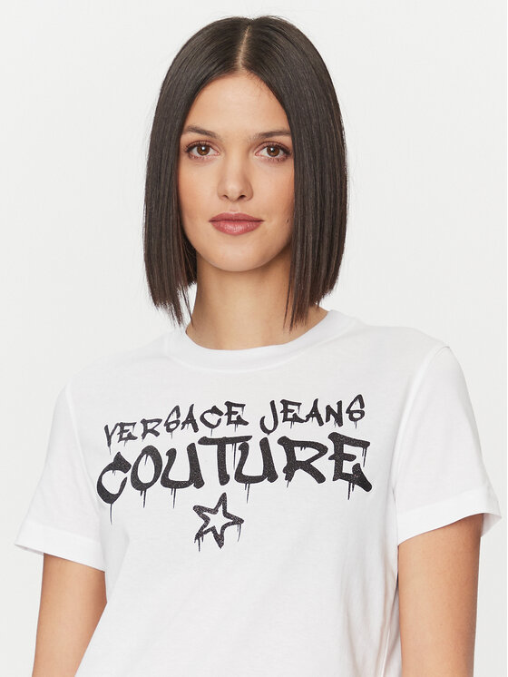 Versace Jeans Couture Versace Jeans Couture T-krekls 75HAHT16 Balts Regular Fit
