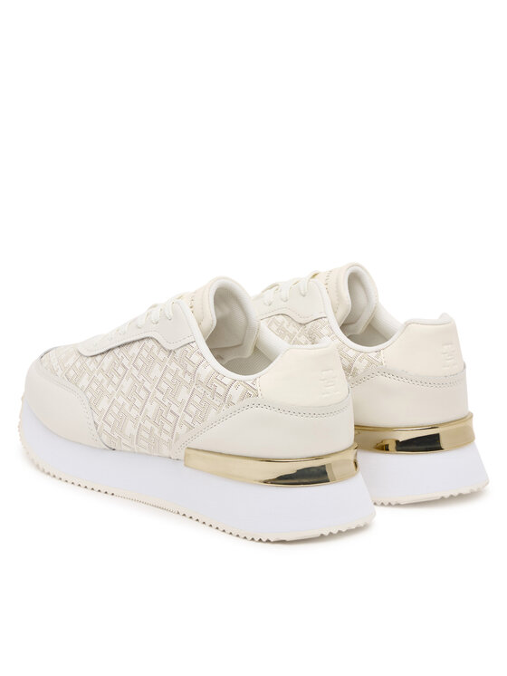 Tommy Hilfiger Tommy Hilfiger Snīkeri Chic Monogram Runner FW0FW09051 Écru