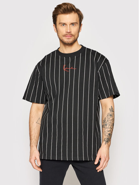 Karl Kani T-krekls Signature Pinstripe 6030153 Melns Regular Fit