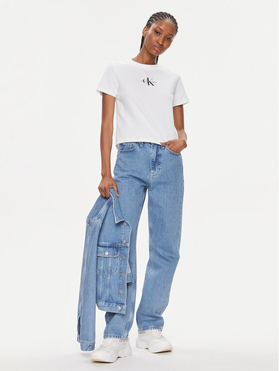 Calvin Klein Jeans Calvin Klein Jeans T-Shirt Monologo Baby Tee J20J223113 Bílá Slim Fit
