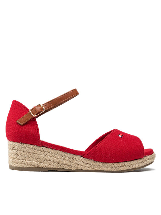 Tommy Hilfiger Espadrile Rope Wedge Sandal T3A7-32185-0048 S Rdeča