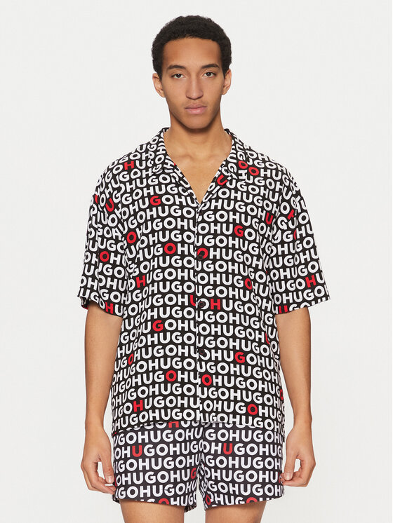 HUGO HUGO Риза Beach 50540065 Черен Regular Fit