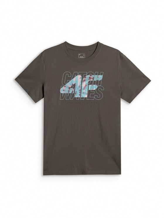 4F 4F T-Shirt CATCH THE WAVE Szary ciemny Regular Fit