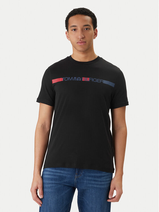 Tommy Hilfiger Tommy Hilfiger Tricou Brand Love MW0MW42368 Negru Regular Fit