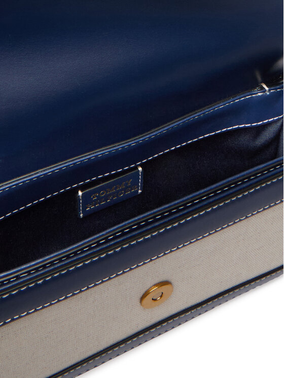 Tommy Hilfiger Tommy Hilfiger Ročna torba Th Script Flap Crossover Canvas AW0AW18737 Kremna