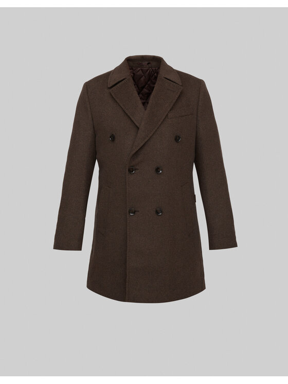 Borgio Borgio Płaszcz wełniany sortino_br2 Brązowy Slim Fit