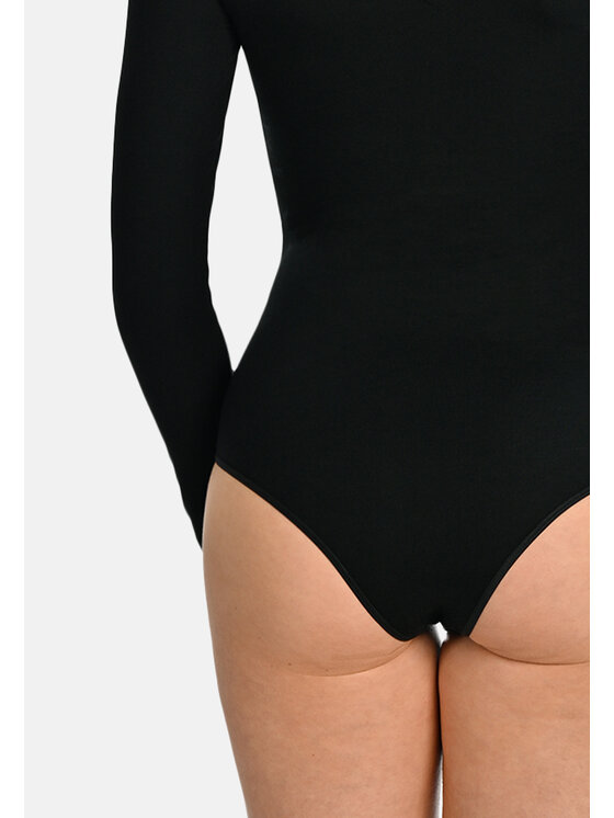 Teyli Teyli Body klasyczne z dekoltem w serek Ossie Czarny Regular Fit
