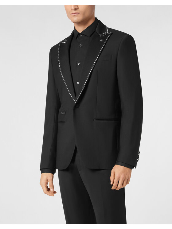 PHILIPP PLEIN PHILIPP PLEIN Marynarka 22915 Czarny Fitted Fit