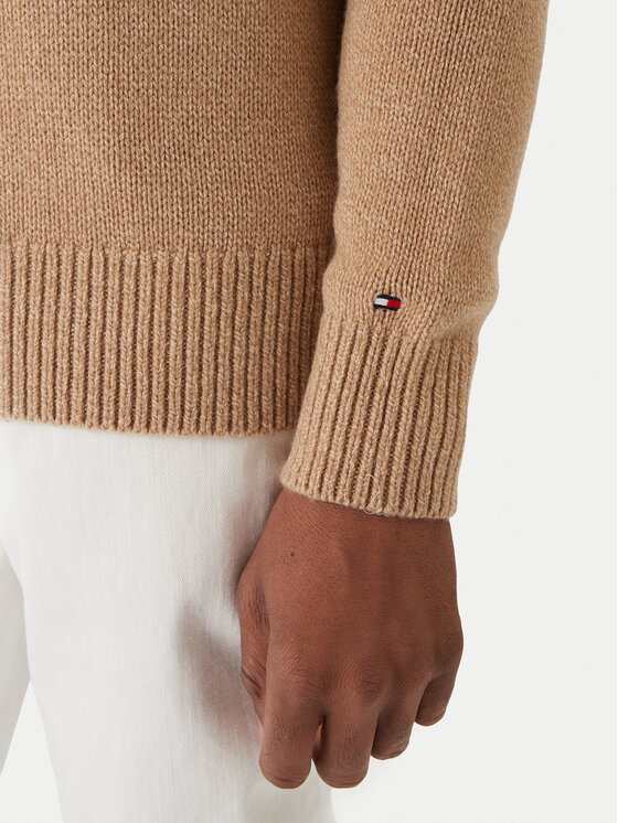 Tommy Hilfiger Tommy Hilfiger Krekls ar augstu apkakli Fairisle MW0MW40843 Bēšs Regular Fit