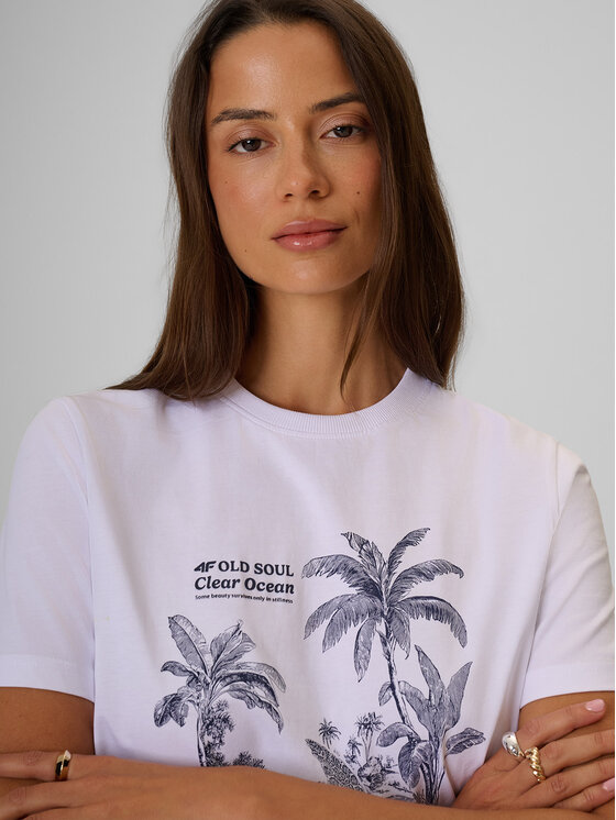 4F 4F T-Shirt OCEANS KEEPERS Biały Regular Fit