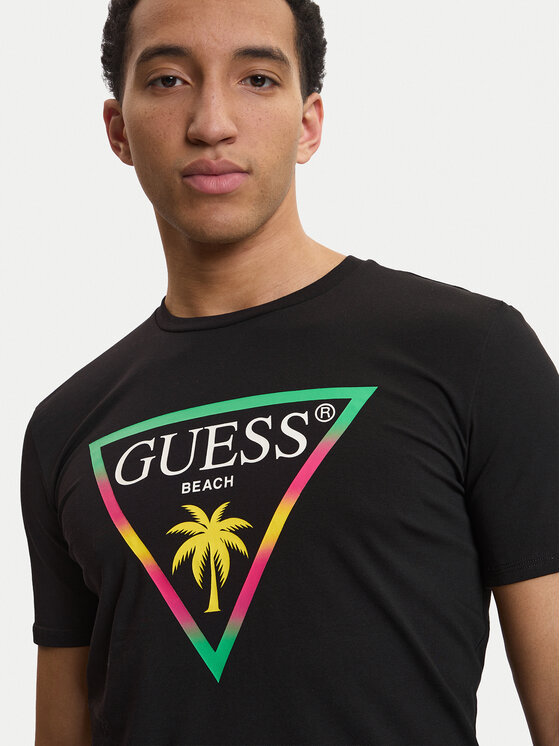 Guess Guess T-krekls F6GI09 J1314 Melns Slim Fit