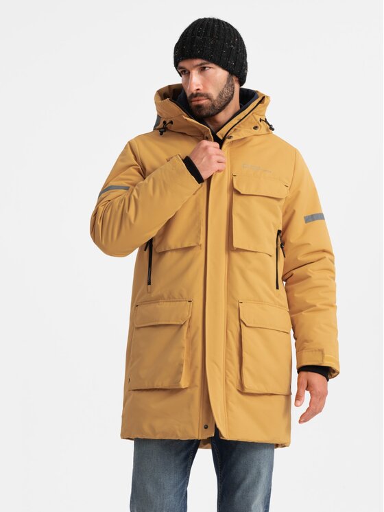 Ombre Ombre Parka OM-JALJ-0169 Żółty Regular Fit