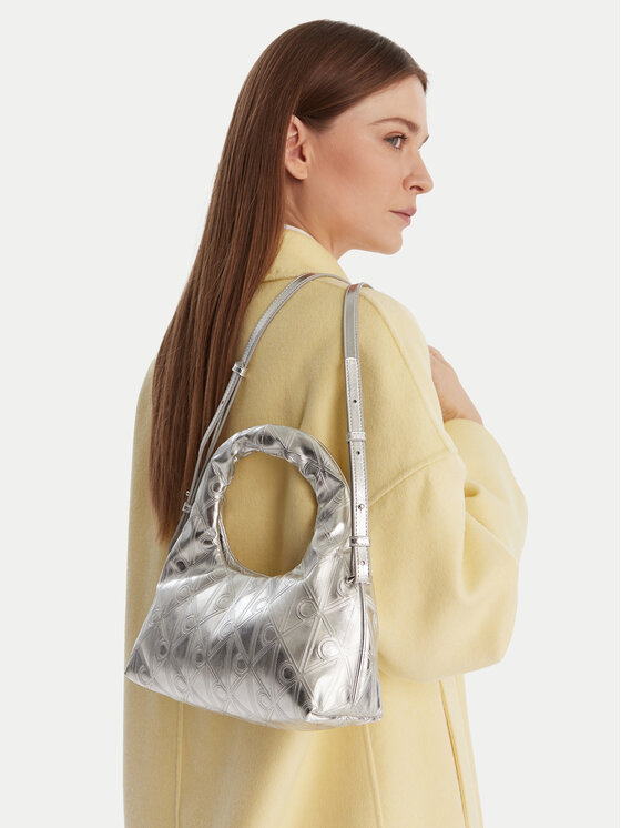 Calvin Klein Geantă Puffy Aop Mini Bag With Strap LV04F3444G Argintiu