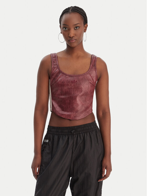 adidas adidas Marškinėliai Pleather KD8786 Vyšninė Slim Fit