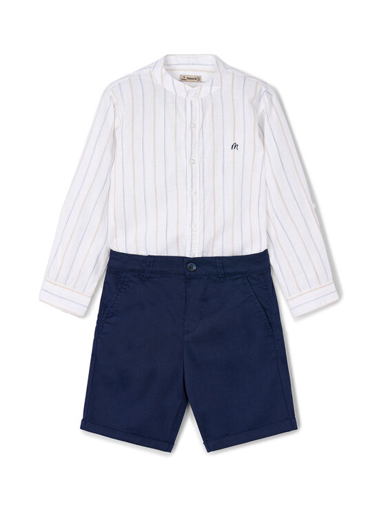 Mayoral Mayoral Set cămașă și șorturi din material textil 3230 Bleumarin Regular Fit