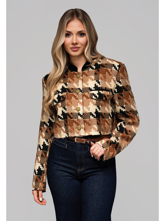 Ombre Ombre Marynarka OW-BLZB-0103 Brązowy Regular Fit