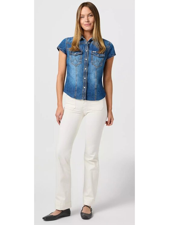 Wrangler Wrangler Spodnie materiałowe Flare 623 Biały Flare Fit