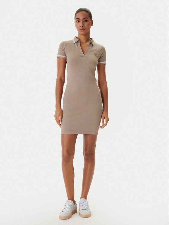 Guess Guess Každodenné šaty V6RK02 Z4692 Béžová Slim Fit