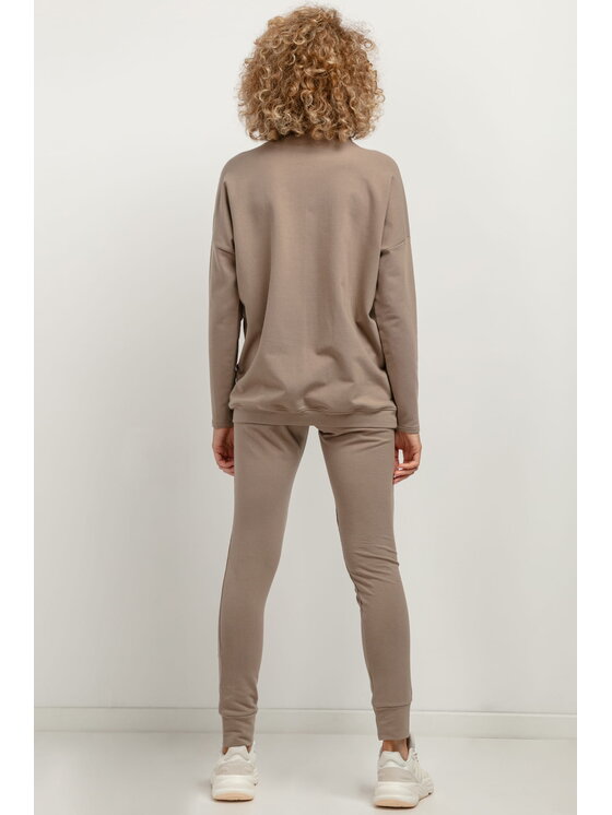 Tessita Tessita Bluza T381 Brązowy Straight Fit