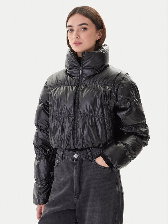 adidas adidas Zimní bunda Essentials Glossy 2-In-1 JX2988 Černá Loose Fit