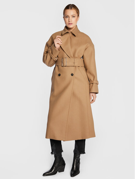 IRO IRO Płaszcz wełniany Kealia AR037 Brązowy Regular Fit